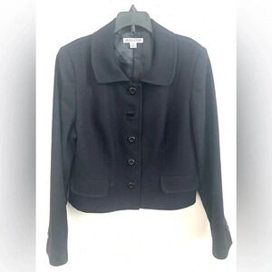 Pendleton Jacket Blazer Womens Sz 14 Black  Lined 100% Virgin Wool Button Front